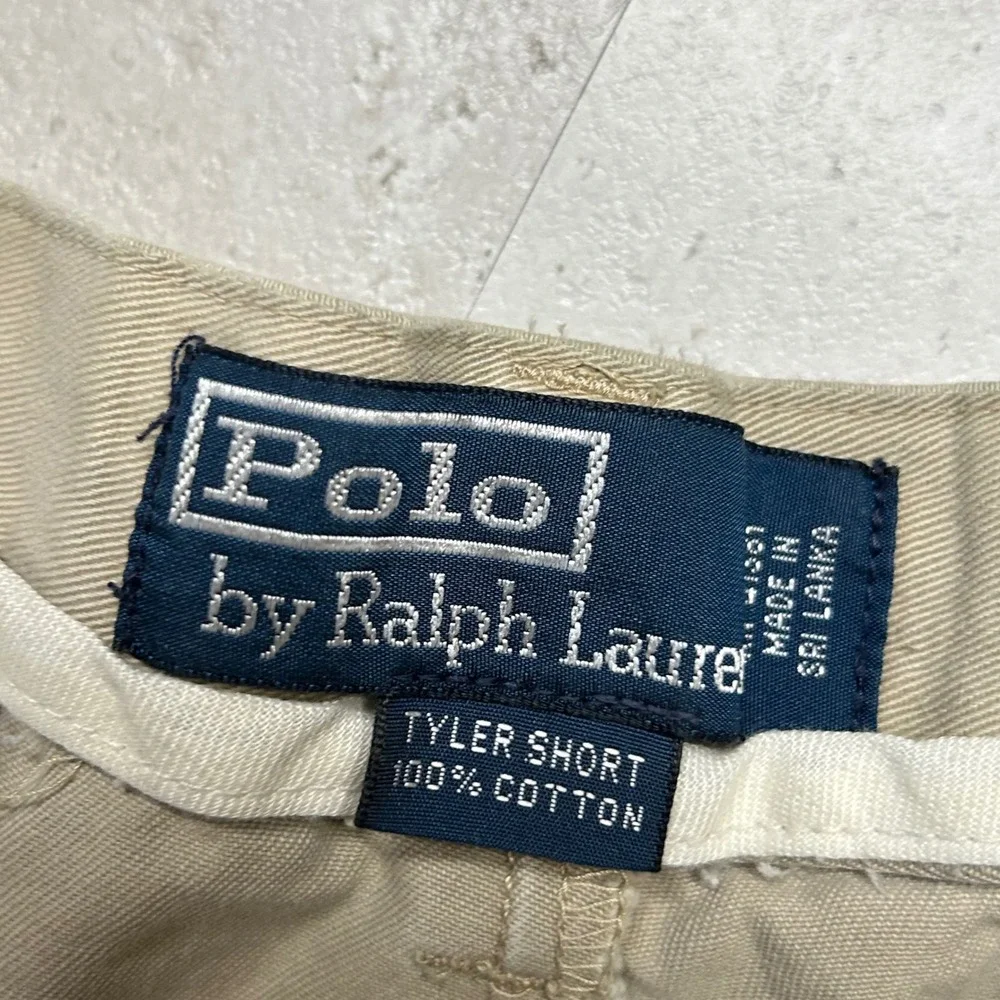 Polo Ralph Lauren Tyler Short Khaki Tan Mens 32 Pleated Cotton Chino Casual